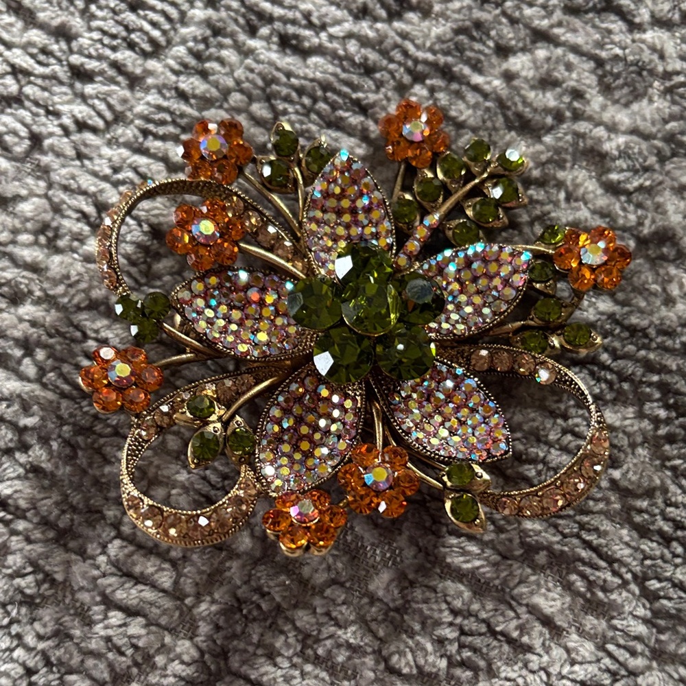 Floral Rhinestone Brooch